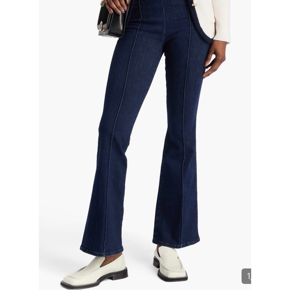 FRAME Jetset Flare Pintuck High Rise Dark Wash Jeans Keller JSFLP630 Size 2